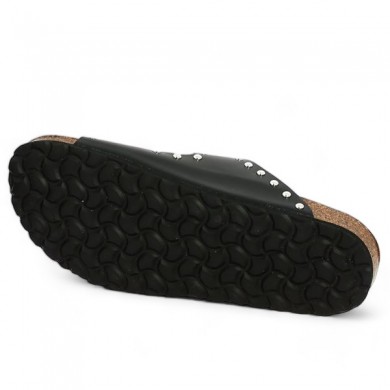 clapper 2 straps black with nails 42, 43, 44, 45 ergonomic cork sole, sole view