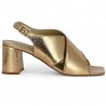 Sandale à talons brides croisées doré bronze grande pointure femme Shoesissime, vue coté