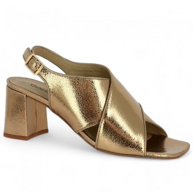 Sandale à talons doré bronze 42, 43, 44, 45 grande taille femme Shoesissime, vue profil