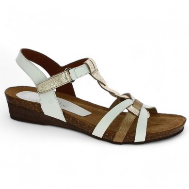 Shoesissime white and gold comfort sandals 42, 43, 44, 45 women, profile view