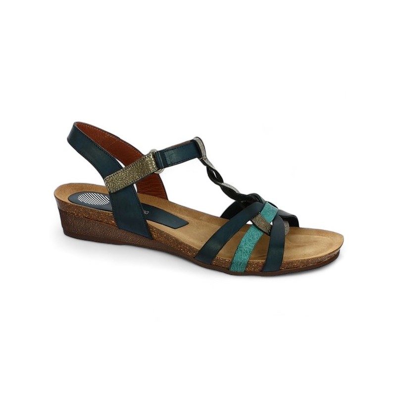 Xapatan sandals large size blue braided Shoesissime, profile view