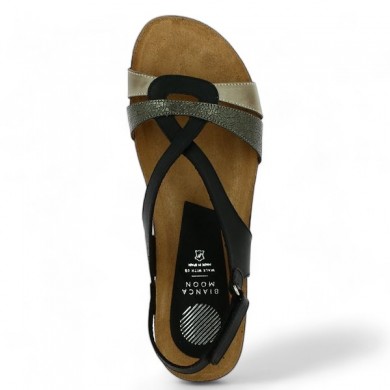 Xapatan large size black and beige comfort sandals, top view