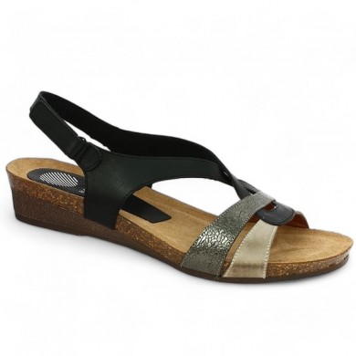 sandale femme 42, 43, 44 noir et beige confort Xapatan, vue profil