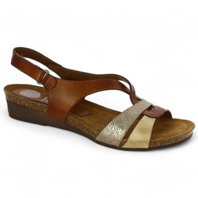 Shoesissime gold camel 42, 43, 44 women's open-toe sandal, profile view