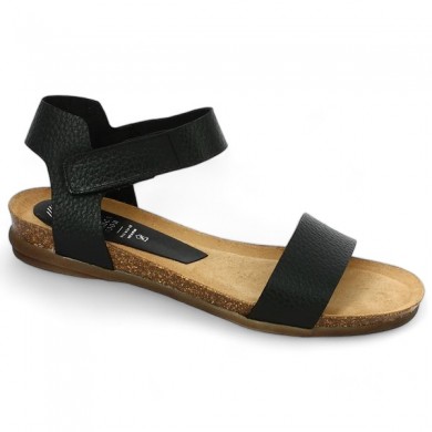 Xapatan black comfort sandal large size woman, profile view