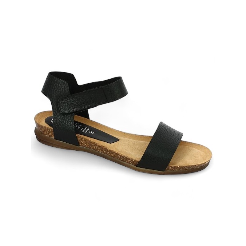 Xapatan black comfort sandal large size woman, profile view