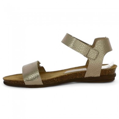 golden bronze leather comfort sandal, large size, inside view