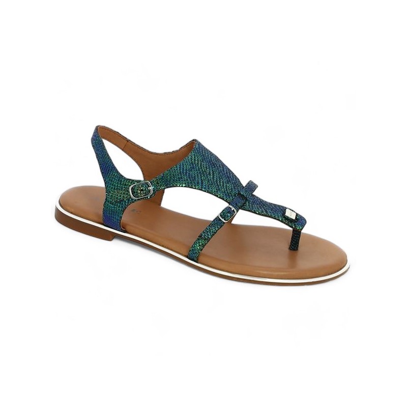 ANGEL - Flat sandal with blue-green in-between toes - Adige large size - Shoesissime