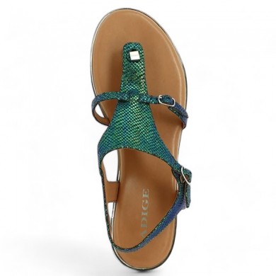 ANGEL - Flat sandal with blue-green in-between toes - Adige large size - Shoesissime