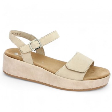 Pale pink wedge sandal D1N50-60 Remonte large size, profile view