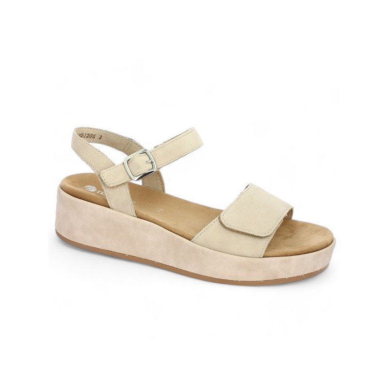 Pale pink wedge sandal D1N50-60 Remonte large size, profile view