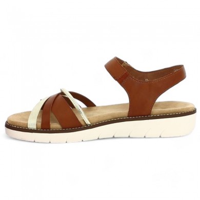 D2058-24 comfort sandals Remonte women large feet straps camel and gold Shoesissime, interior view