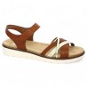 Nude feet Remonte large size straps camel and gold Shoesissime, profile view