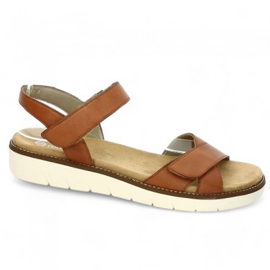 Camel leather sandals Remonte D2049-22 grande taille Shoesissime, profile view