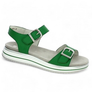 Méline - Nu-pieds cuir vert scratch D1J51-52 - Sandales Remonte 42, 43, 44, 45 - Shoesissime