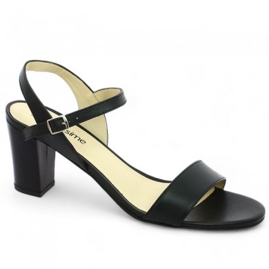 black leather heel sandal 42, 43, 44, 45 Shoesissime, profile view