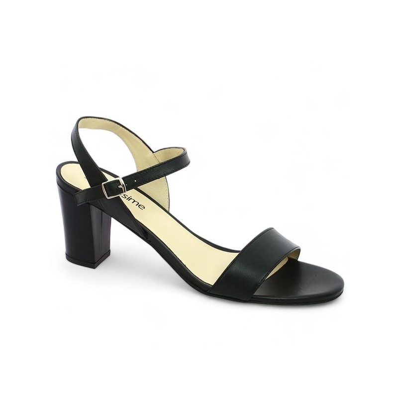 black leather heel sandal 42, 43, 44, 45 Shoesissime, profile view