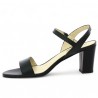 black leather nude heel large size adjustable strap, interior view
