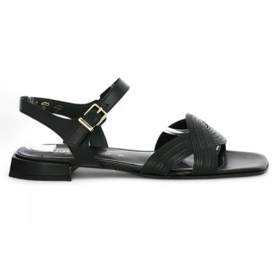 Gabor flat sandal large size woman black chic Shoesissime, side view