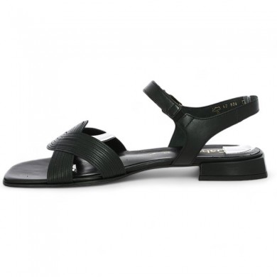 flat sandal square toe black leather 8, 8.5, 9, 9.5 Shoesissime, interior view