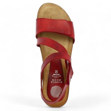 Joannie - Red Barefoot 3 velcro straps - Red large size sandals - Shoesissime