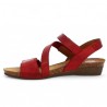 Joannie - Red Barefoot 3 velcro straps - Red large size sandals - Shoesissime