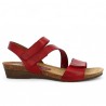 Joannie - Red Barefoot 3 velcro straps - Red large size sandals - Shoesissime