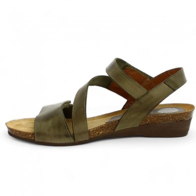 Joannie - Nu-pieds vert kaki 3 brides scratch - Sandales 42, 43, 44 femme - Shoesissime