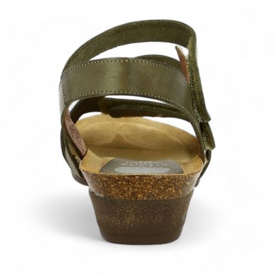 Joannie - Nu-pieds vert kaki 3 brides scratch - Sandales 42, 43, 44 femme - Shoesissime