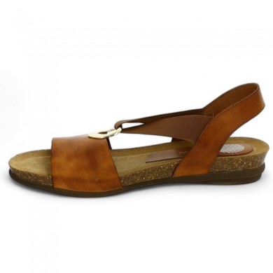 sandale naturel femme 42, 43, 44 elastiquée cuir camel anneau métallique Xapatan, vue intérieure