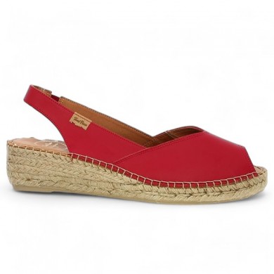 espadrille rouge femme grande taille toni pons Shoesissime, vue coté