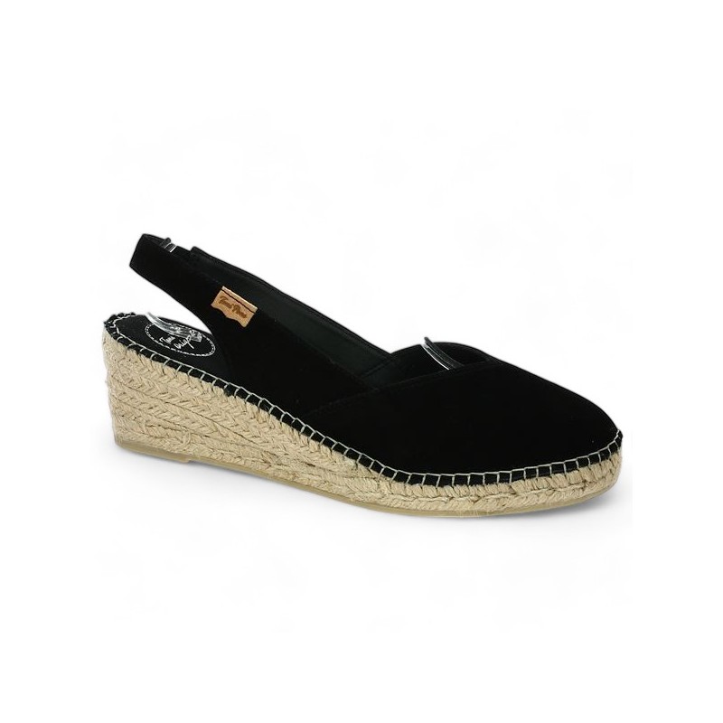 espadrille noire petit talon femme grande taille Toni Pons Shoesissime, vue profil
