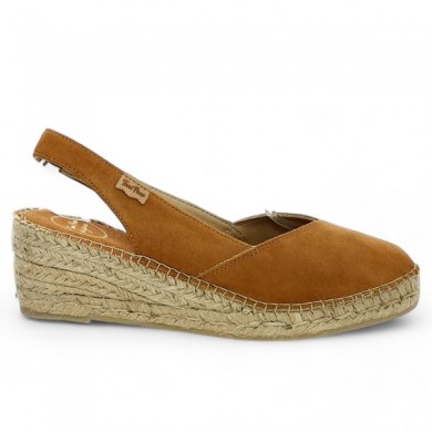 espadrille petit talon camel grande taille Toni Pons Shoesissime, vue coté