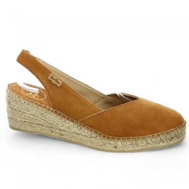 espadrille petit talon camel 42, 43, 44, 45 Toni Pons Shoesissime, vue profil