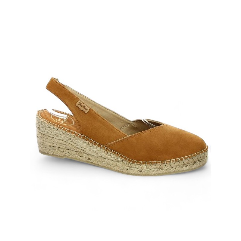 espadrille petit talon camel 42, 43, 44, 45 Toni Pons Shoesissime, vue profil