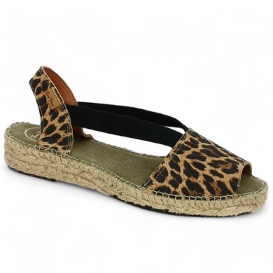 sandales cordes léopard 42, 43, 44, 45 femme Shoesissime toni Pons, vue profil