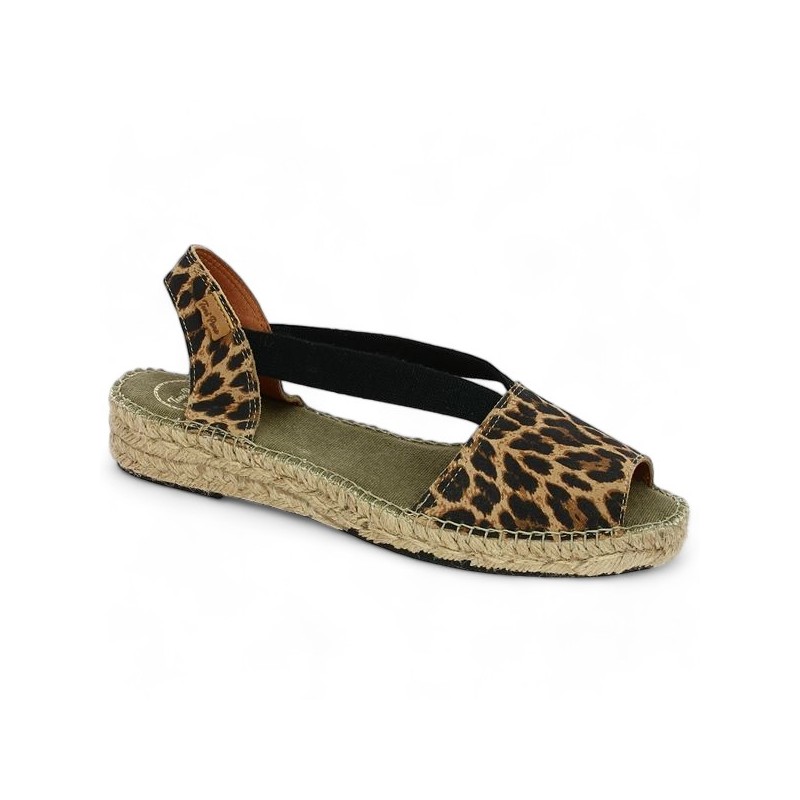 sandales cordes léopard 42, 43, 44, 45 femme Shoesissime toni Pons, vue profil