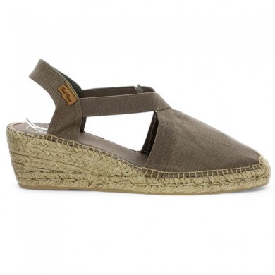 espadrille femme toile beige grande taille Shoesissime Toni Pons, vue coté