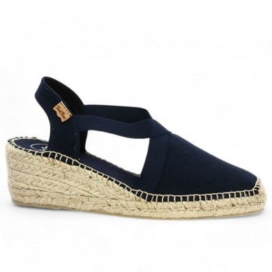 espadrille navy blue large size woman Shoesissime front closure, side view