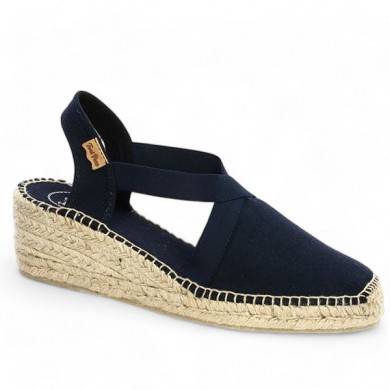 espadrille bleu marine femme 42, 43, 44, 45 fermées à l'avant Shoesissime, vue profil