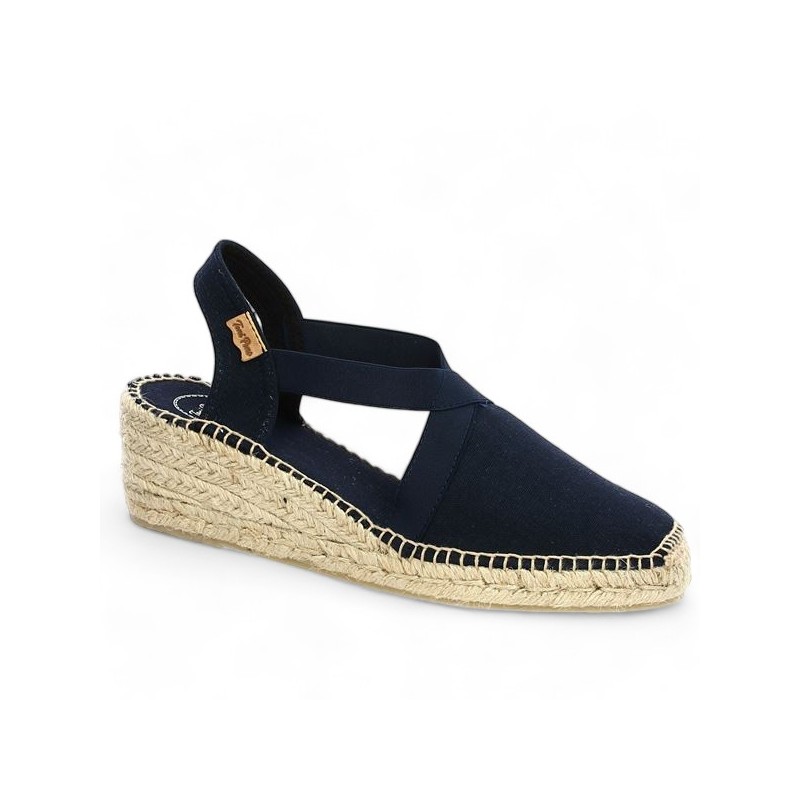 women's navy blue espadrille 42, 43, 44, 45 Shoesissime front closure, profile view