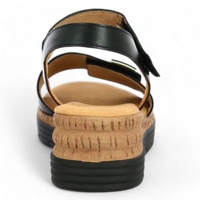 Sybelle - Nu-pieds semelle compensée noir 62.700.57 - Chaussures Gabor grande taille - Shoesissime