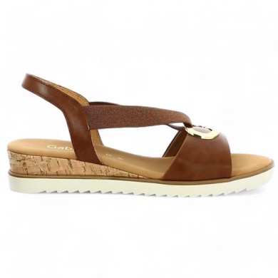 sandal camel leather elastic Gabor 42, 42.5, 43, 44 Shoesissime, side view