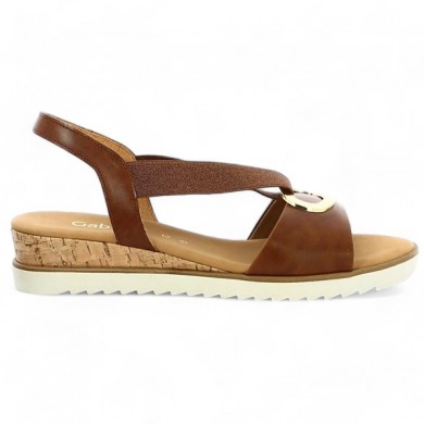 sandale cuir camel élastique Gabor 42, 42.5, 43, 44 Shoesissime, vue coté