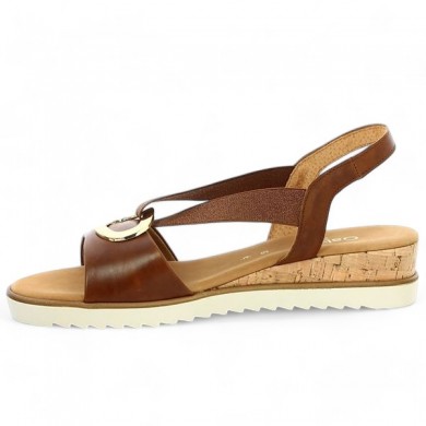 nu-pieds compensé cuir camel élastique Gabor grande pointure Shoesissime, vue intérieure