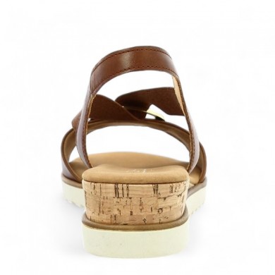 nu-pieds compensé cuir camel élastique Gabor grande pointure Shoesissime, vue arrière