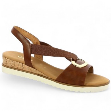 sandal camel leather elastic Gabor 8, 8.5, 9, 9.5 Shoesissime, profile view