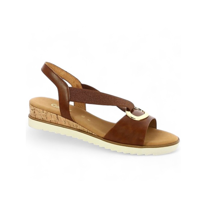sandal camel leather elastic Gabor 8, 8.5, 9, 9.5 Shoesissime, profile view