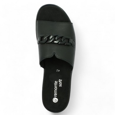 Black Remonte wedge heel sandals D1N51-00 large women's size, top view