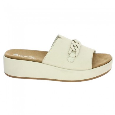 Mule talon compensé beige clair femme grande taille Remonte D1N51-60, vue coté